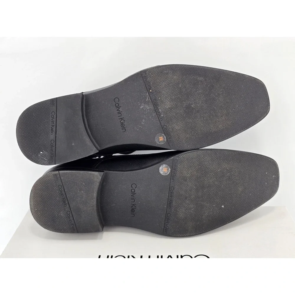 Calvin Klein Brodie Oxford Shoes Mens 8 Black Textured Faux Leather - Excellent